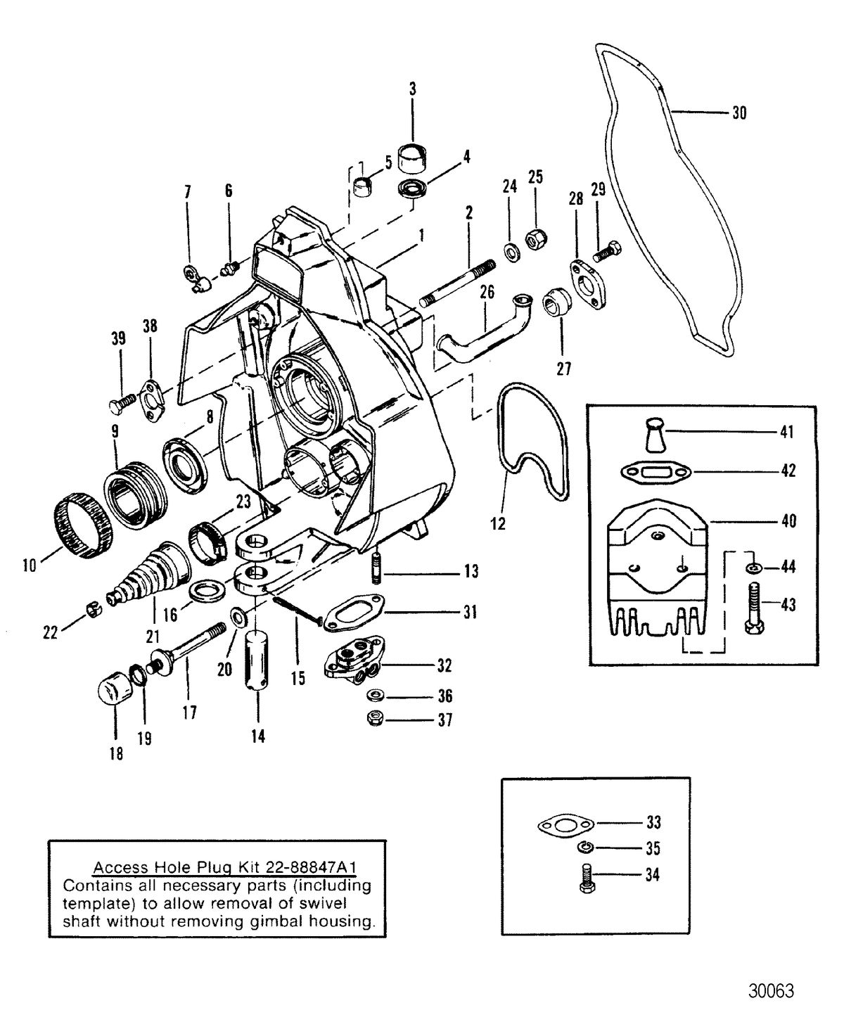 MERCRUISER R/MR ALPHA ONE STERNDRIVE GIMBAL HOUSING SQUARE/SQUARE UPPER SWIVEL SHAFT