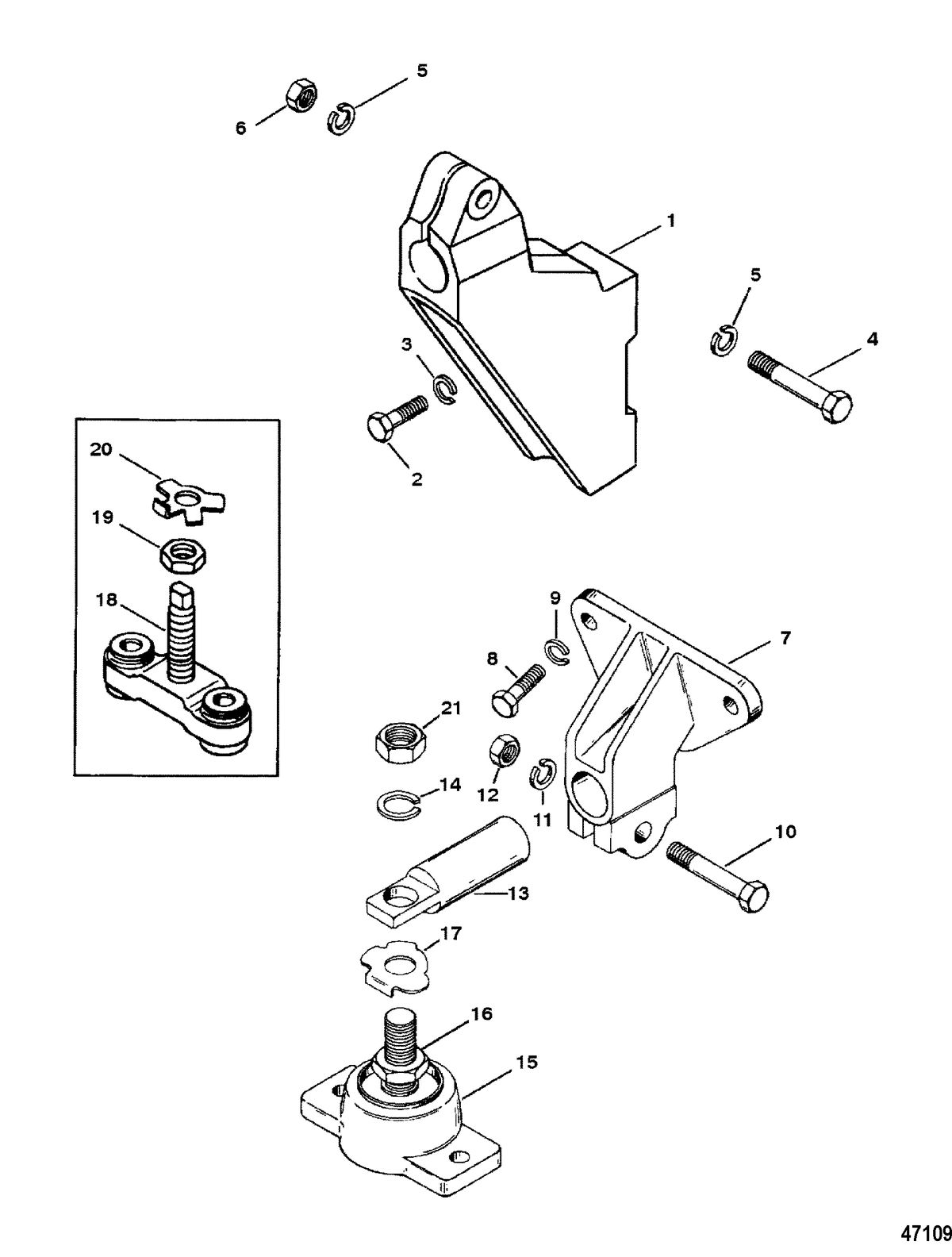 MERCRUISER 5.7L 2BBL COMP SKI ENGINE TRANSMISSION AND ENGINE MOUNTING
