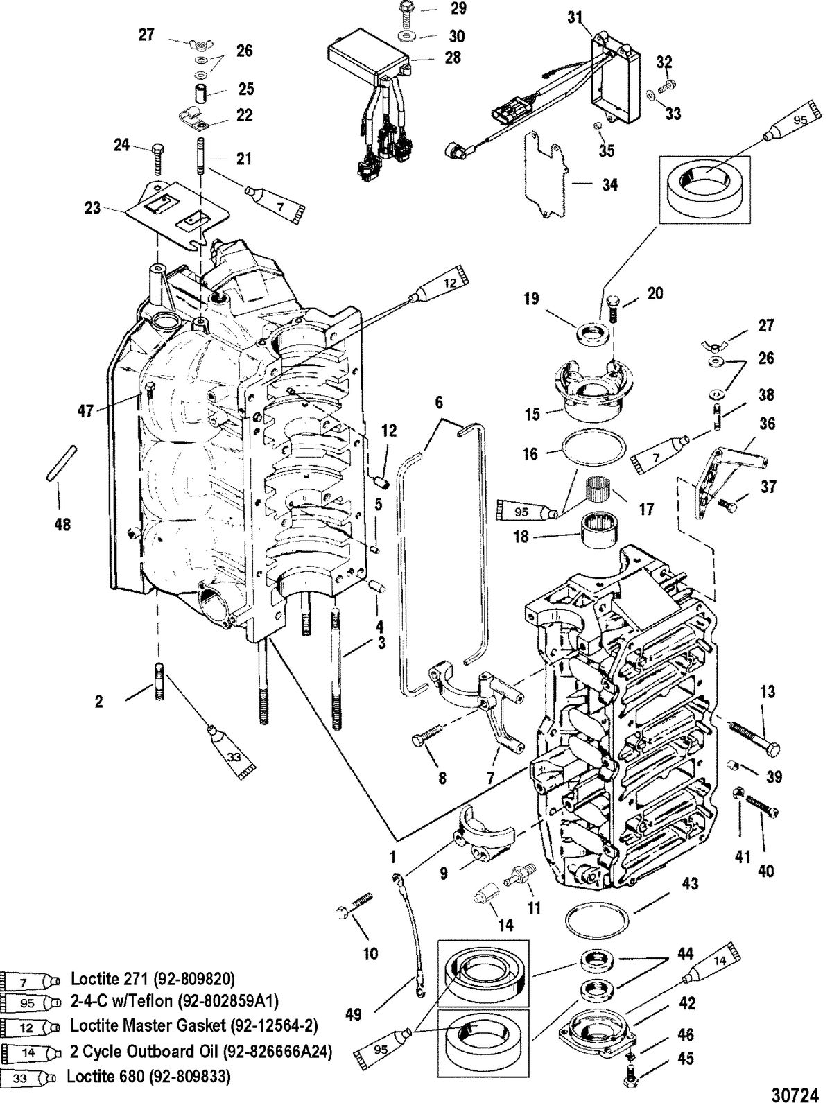 MERCURY/MARINER 150/175/200 EFI CYLINDER BLOCK AND END CAPS