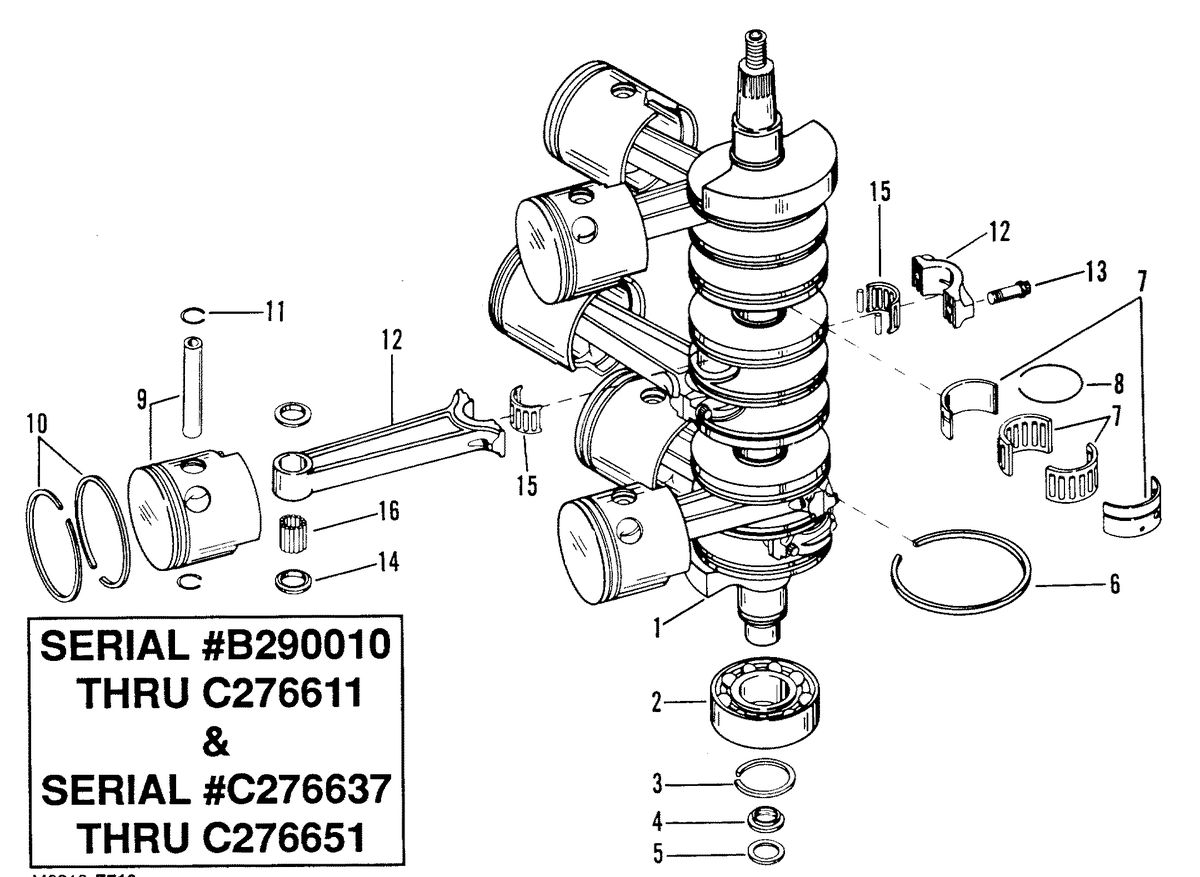 RACE OUTBOARD 2.4L EFI / 2.4L EFI OFFSHORE CRANKSHAFT, PISTONS AND CONNECTING RODS
