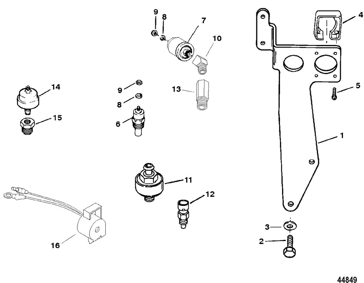 MERCRUISER 7.4L/8.2L MPI (MIE) GEN VI SENDERS AND HARNESS BRACKET