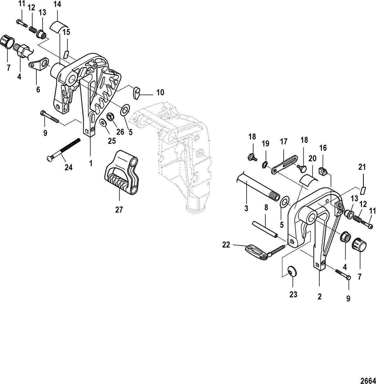 MERCURY/MARINER 8/9.9 (209CC) 4-STROKE Clamp Brackets, Non-Power Tilt