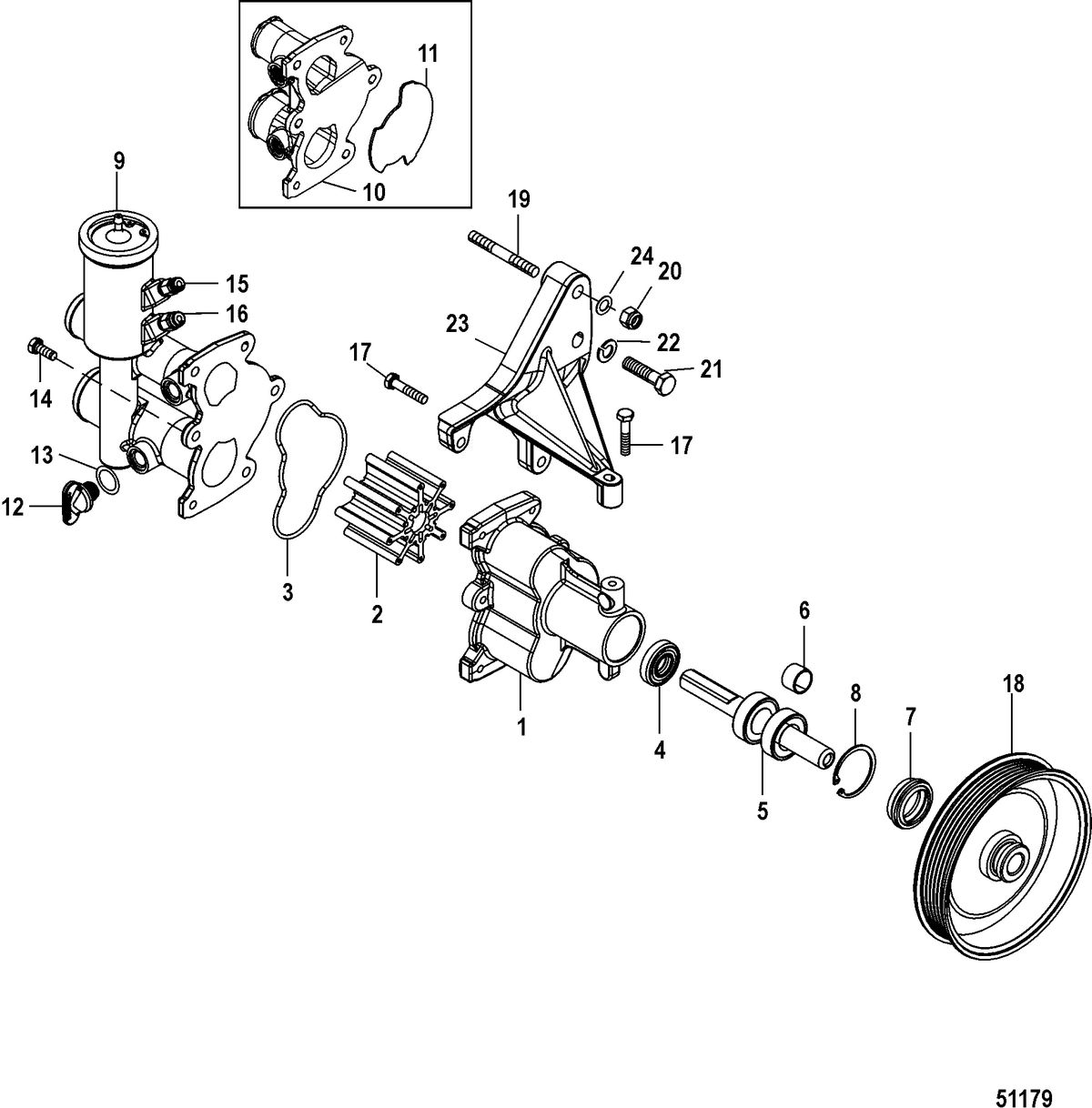 MERCRUISER 4.3L MPI ALPHA/BRAVO EC Sea Water Pump Assembly