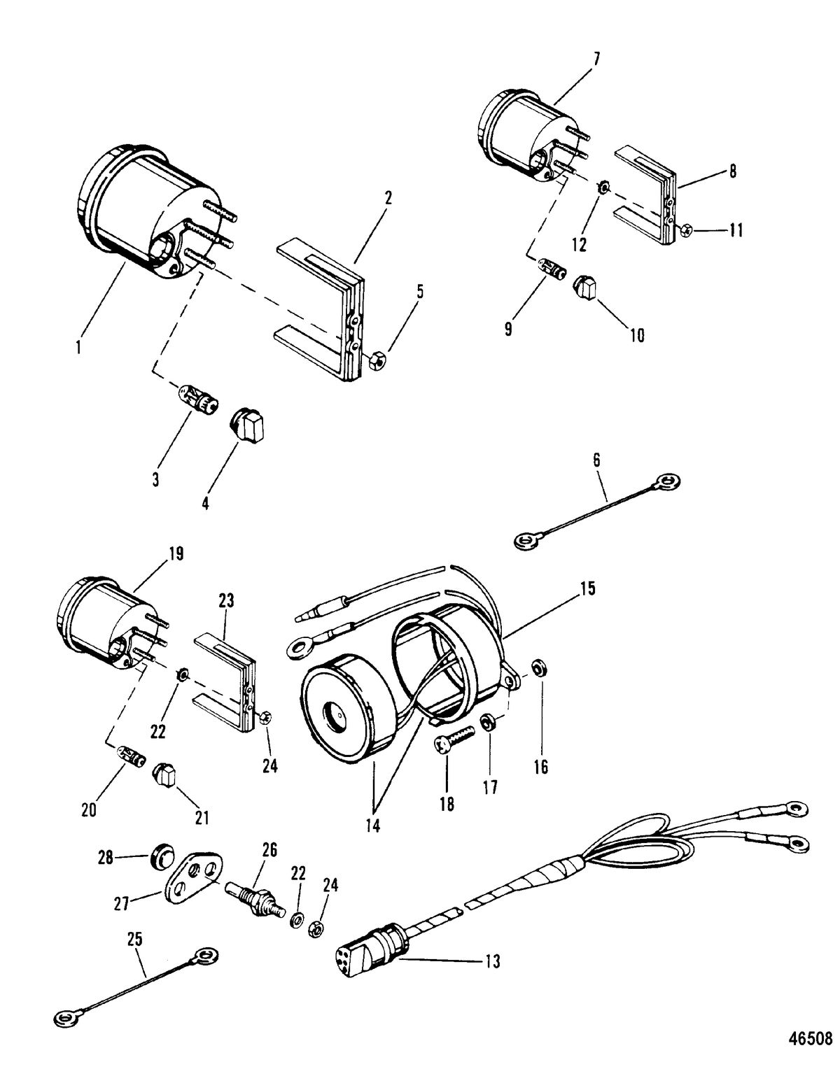 MERCURY 3.4 LITRE TACHOMETER, TRIM GAUGE AND ALARM HORN
