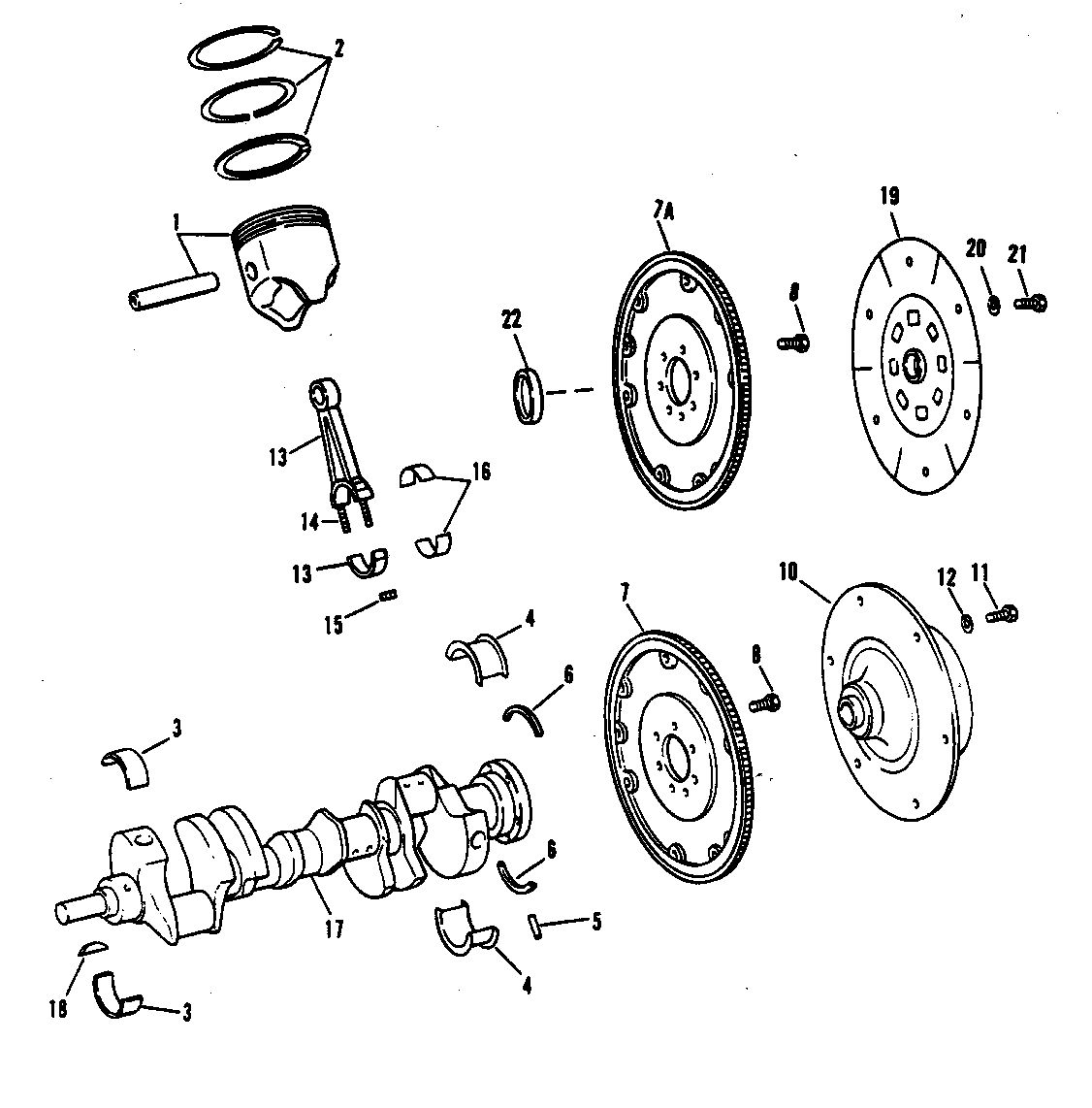 MERCRUISER 465 H.P. ENGINE CRANKSHAFT, PISTONS AND CONN. RODS
