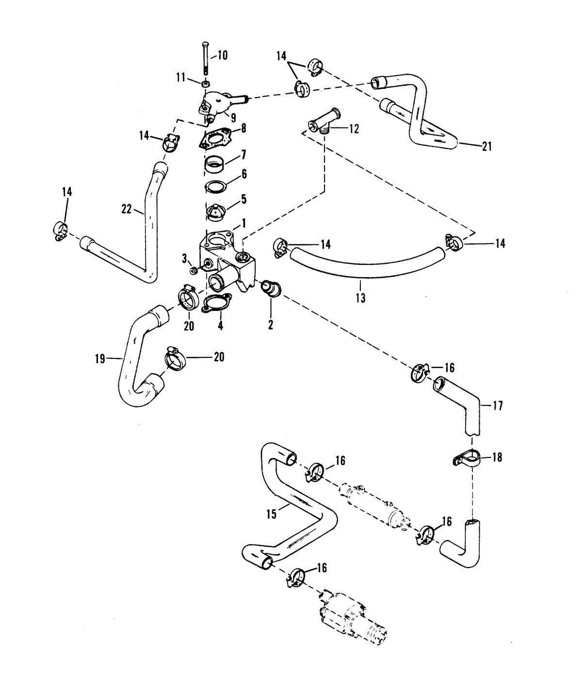 MERCRUISER 5.7 LITRE COMPETITION SKI ENGINE THERMOSTAT HOUSING (STANDARD COOLING)