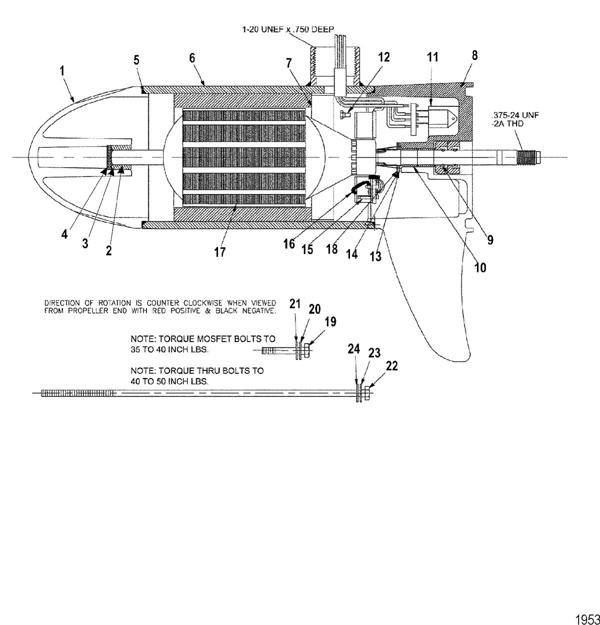 TROLLING MOTOR MOTORGUIDE SALT WATER SERIES Lower Unit Assembly(82# - Var/Rev) (MTF397032)