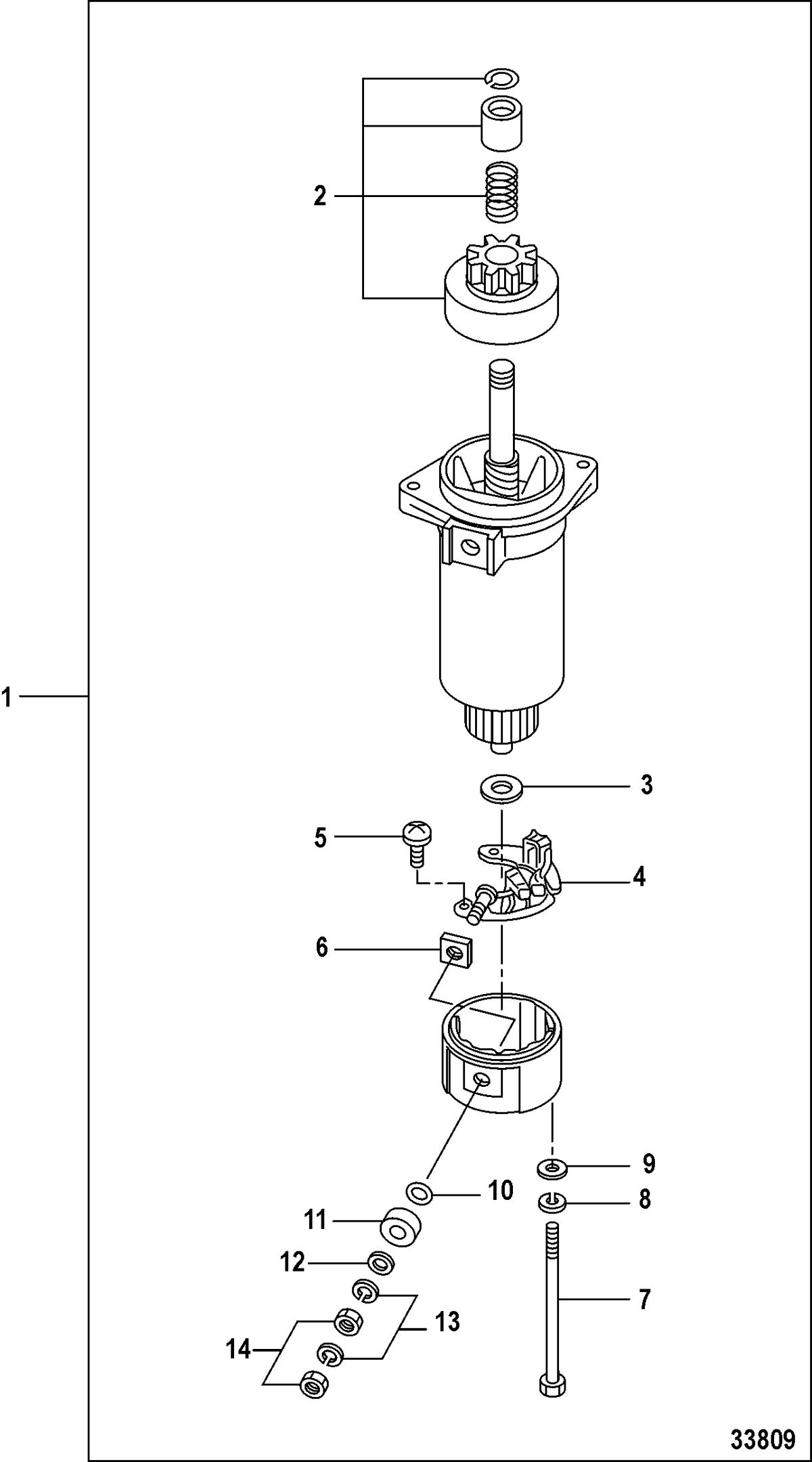 MERCURY/MARINER 15/20 CARBURETOR/2 CYLINDER/4-STROKE Starter Motor Components