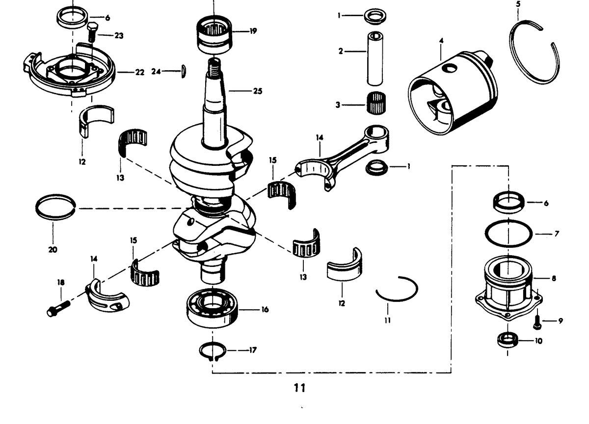 CHRYSLER 55 H.P. CRANKSHAFT AND PISTON GROUP