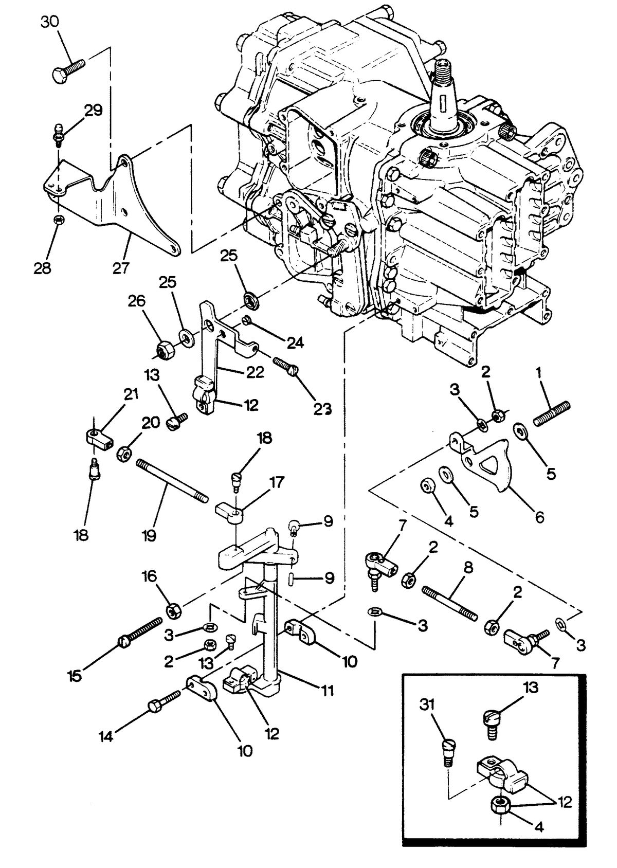 FORCE FORCE 1988 50 H.P. "B" MODELS SHIFT AND THROTTLE LINKAGE