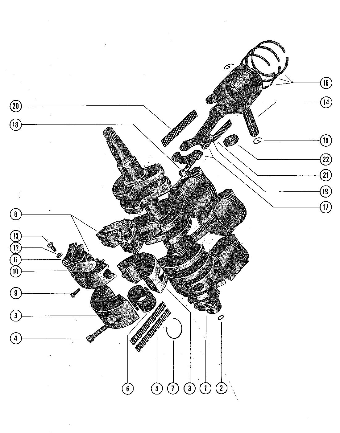 MARK MARK 35A MERC 300/350 CRANKSHAFT, PISTON AND CONNECTING ROD