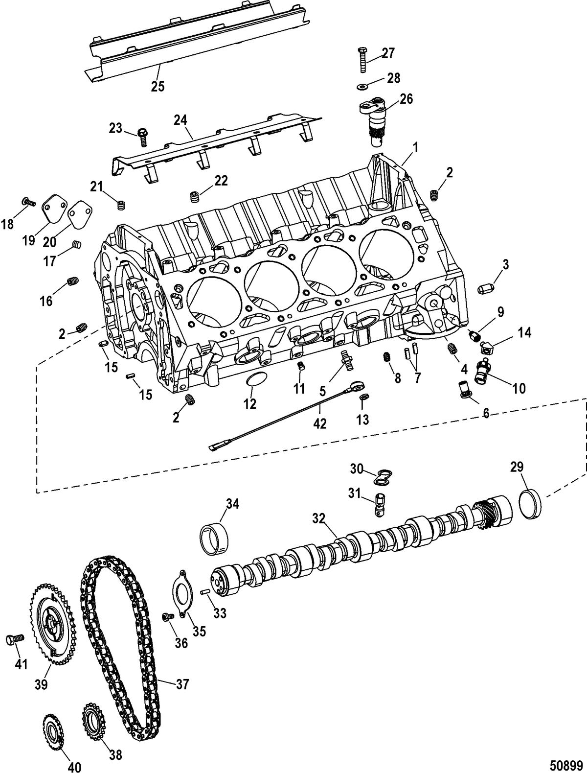 MERCRUISER 8.2 MAG HO EC Cylinder Block And Camshaft