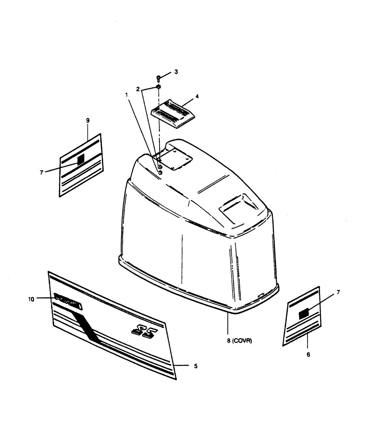 FORCE FORCE 1989 85 H.P. "H" MODELS ENGINE COVER FORCE MODELS