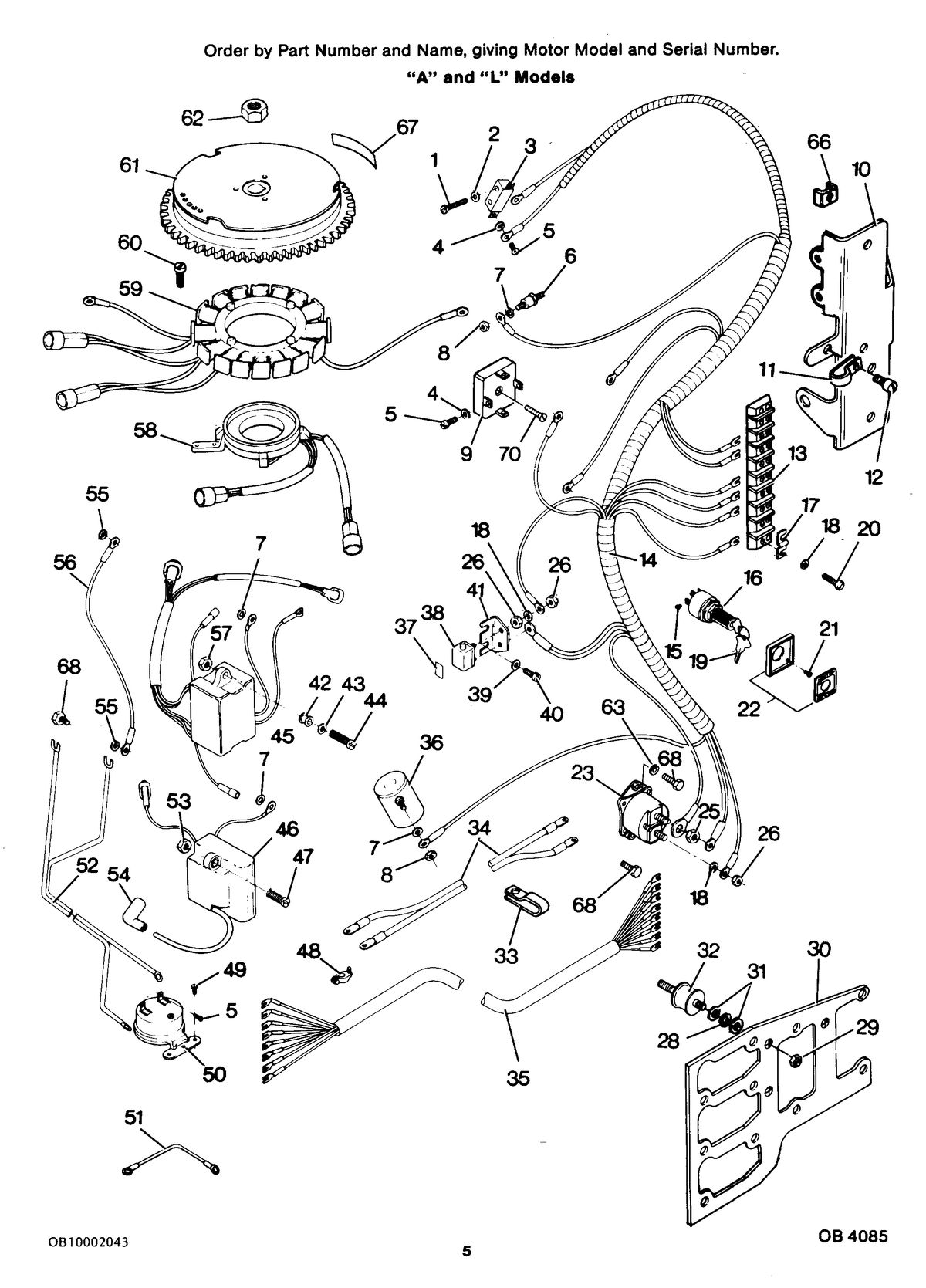 FORCE FORCE 1986 85 H.P. ELECTRICAL COMPONENTS "A" AND "L" MODELS
