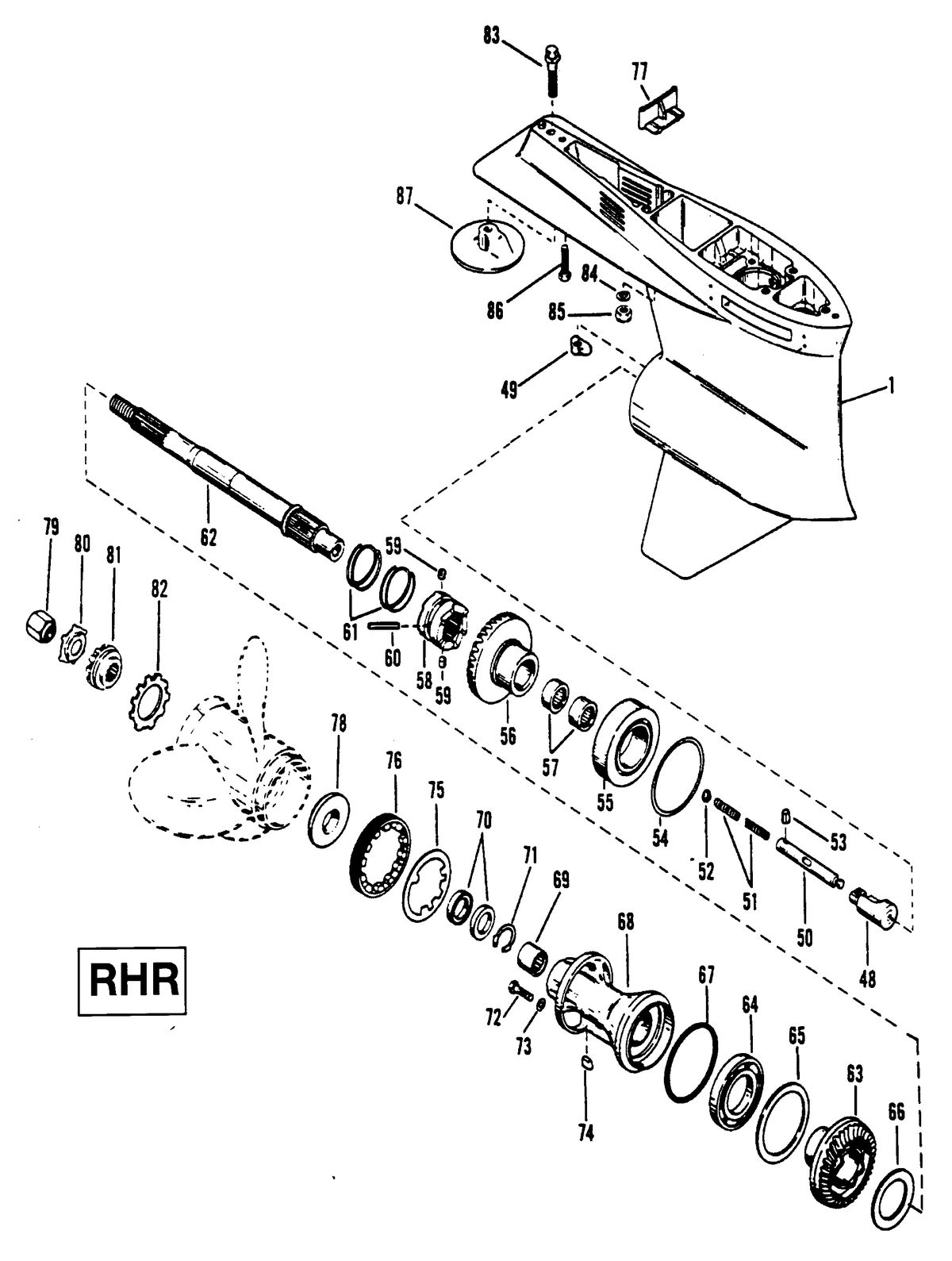 RACE OUTBOARD 2.5L (CARB) GEAR HOUSING (PROPELLER SHAFT)(RHR)