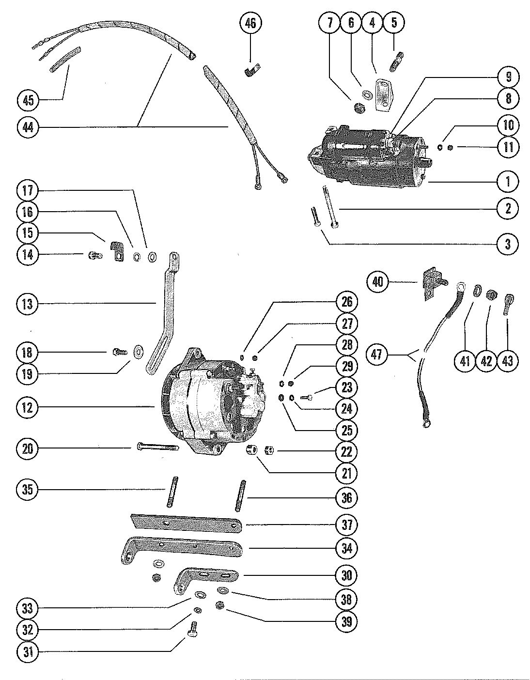 MERCRUISER 120 ENGINE STARTER MOTOR AND ALTERNATOR