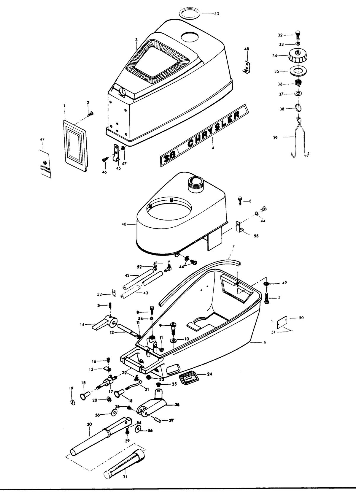 CHRYSLER 3.6 H.P. ENGINE COVER AND SUPPORT PLATE