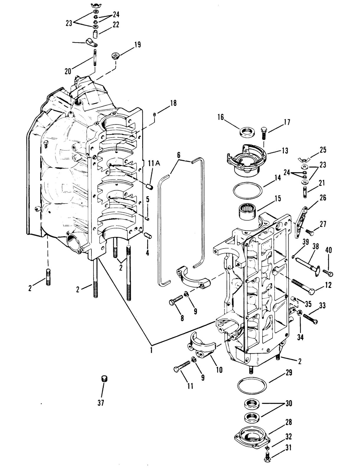RACE OUTBOARD XR-2 CYLINDER BLOCK AND END CAPS