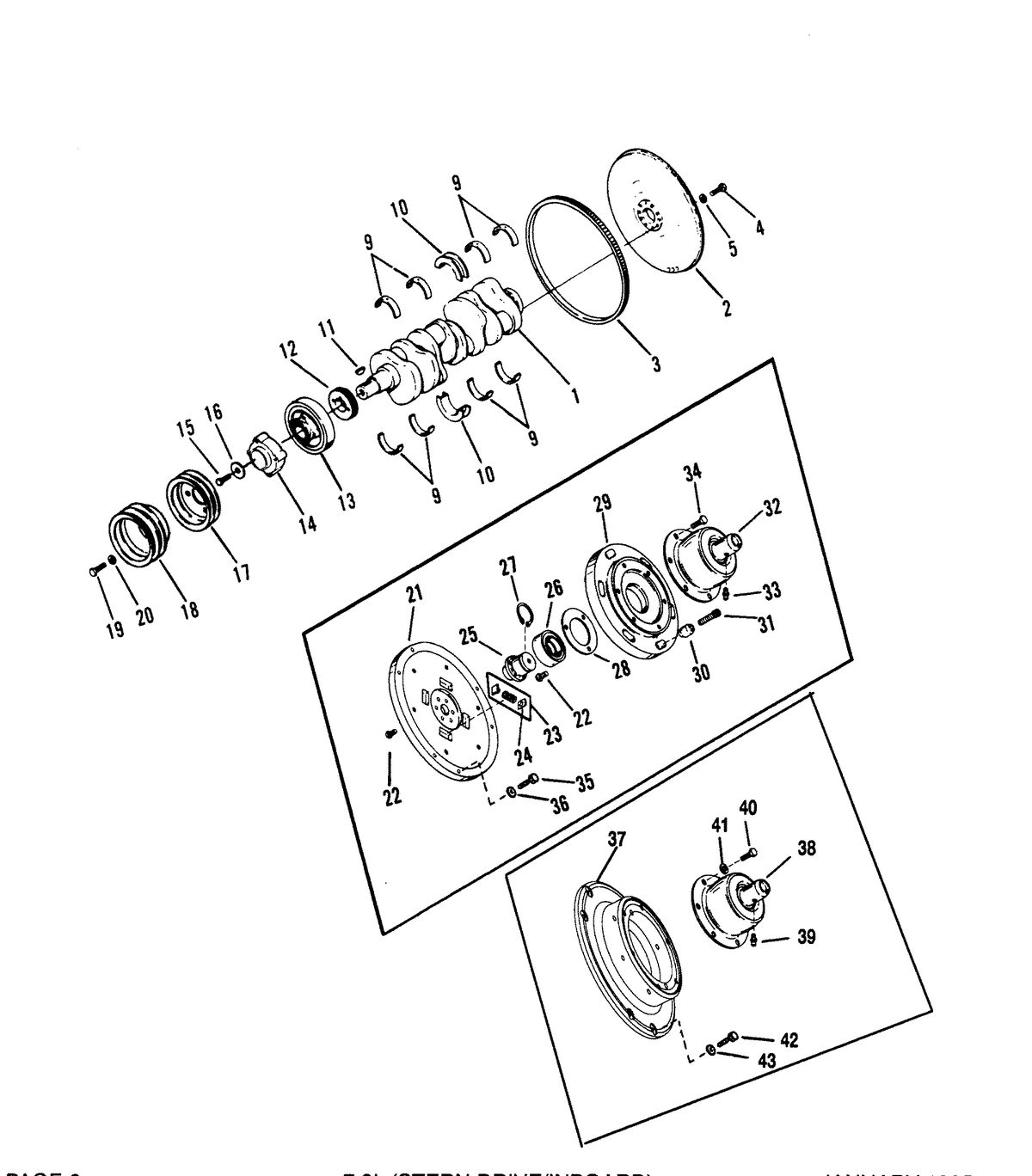 MERCRUISER D7.3L/270 DIESEL ENGINE (STERN DRIVE/INBOARD) CRANKSHAFT, FLYWHEEL AND ENGINE COUPLING (STERN DRIVE)