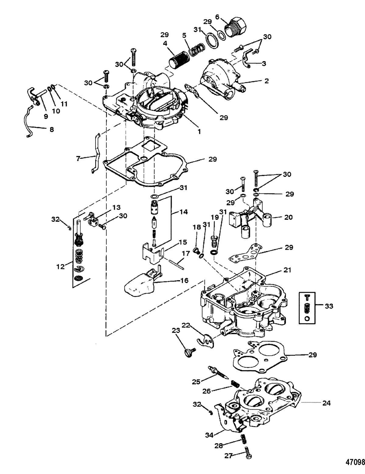 MERCRUISER 5.7L 2BBL COMP SKI ENGINE CARBURETOR(MERCARB - 2 BARREL)