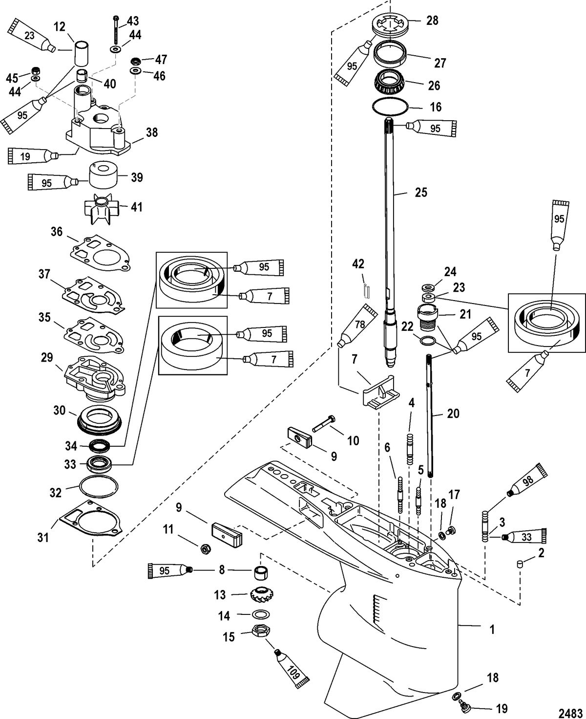RACE OUTBOARD 200XS DFI (2.5L) Gear Housing(Driveshaft-Torque Master)