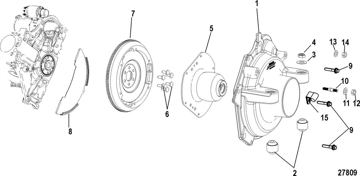 MERCRUISER VAZER 100 EC Cylinder Block, Flywheel Housing and Coupler