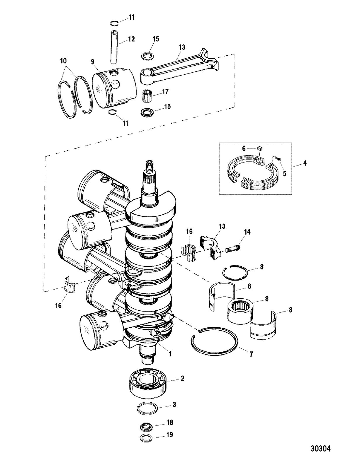 SPORTJET 240 EFI M2 JET DRIVE Crankshaft / Pistons / Connecting Rods