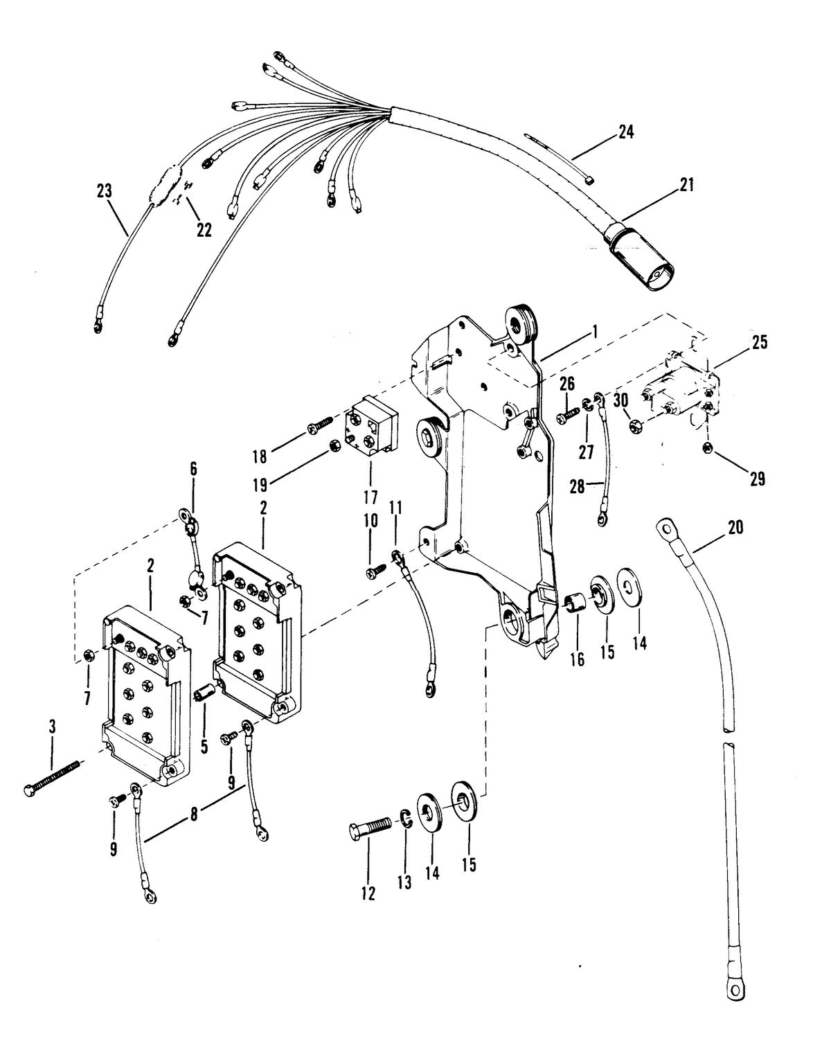 RACE OUTBOARD 2.4L (EFI) BASS/OFFSHORE WIRING HARNESS, STARTER SOLENOID AND RECTIFIER