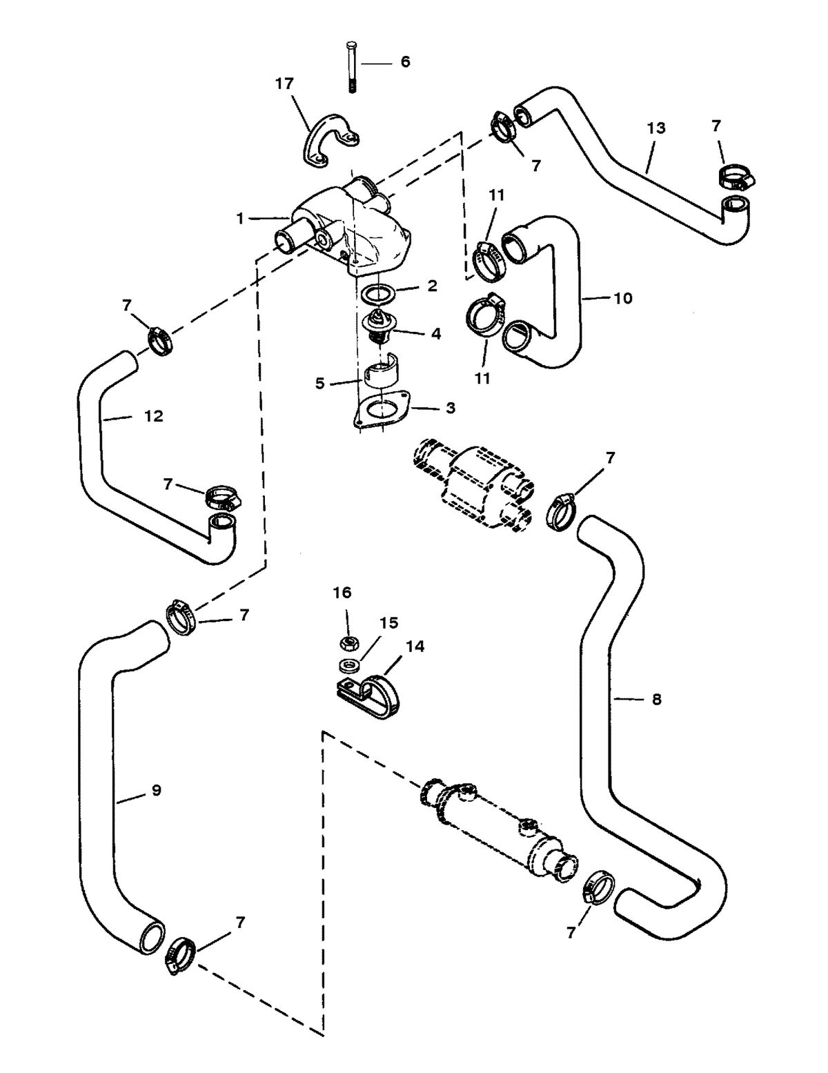 MERCRUISER 350 MAG TOURNAMENT SKI (CARB) THERMOSTAT HOUSING (STANDARD COOLING-DESIGN II) (CAST IRON)