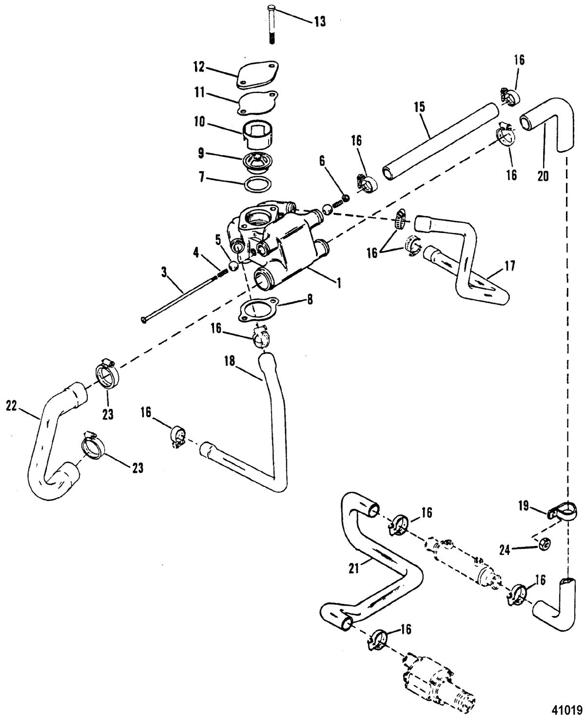 MERCRUISER 5.7L COMPETITION SKI ENGINE Thermostat Housing(Standard Cooling) Design II