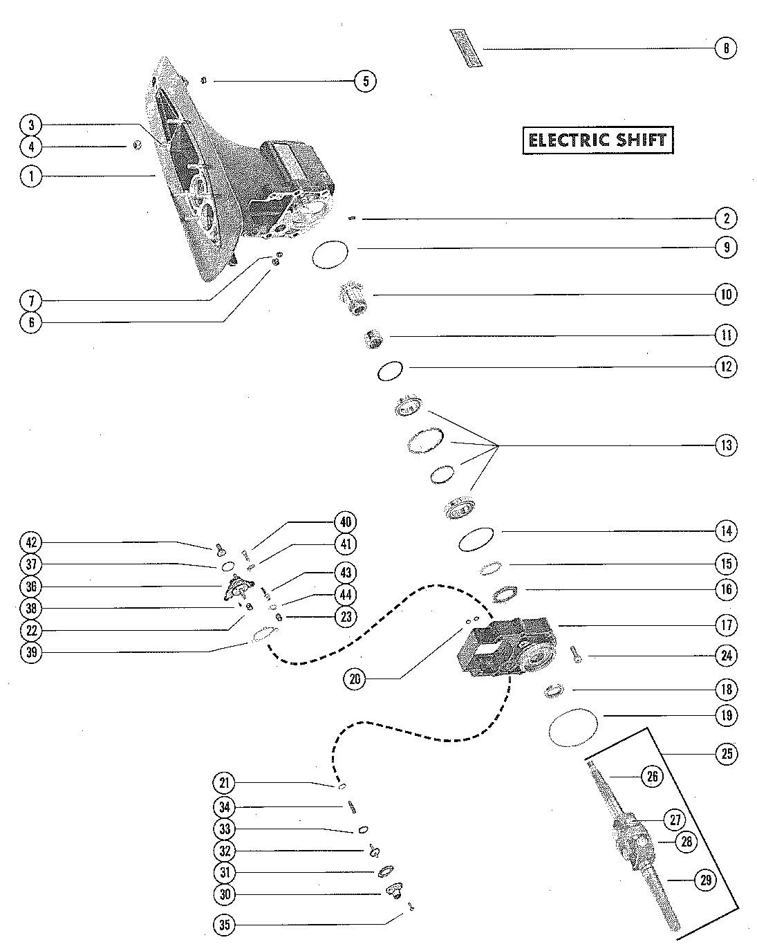 MERCRUISER 215H AND 215E STERN DRIVE DRIVE SHAFT HOUSING AND GEAR ASSEMBLY ELECTRIC SHIFT(PAGE 1)