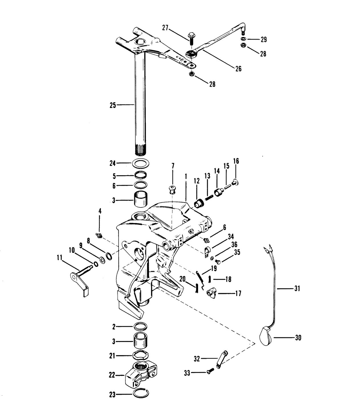 RACE OUTBOARD 2.4 L (CARB) SWIVEL BRACKET AND STEERING ARM