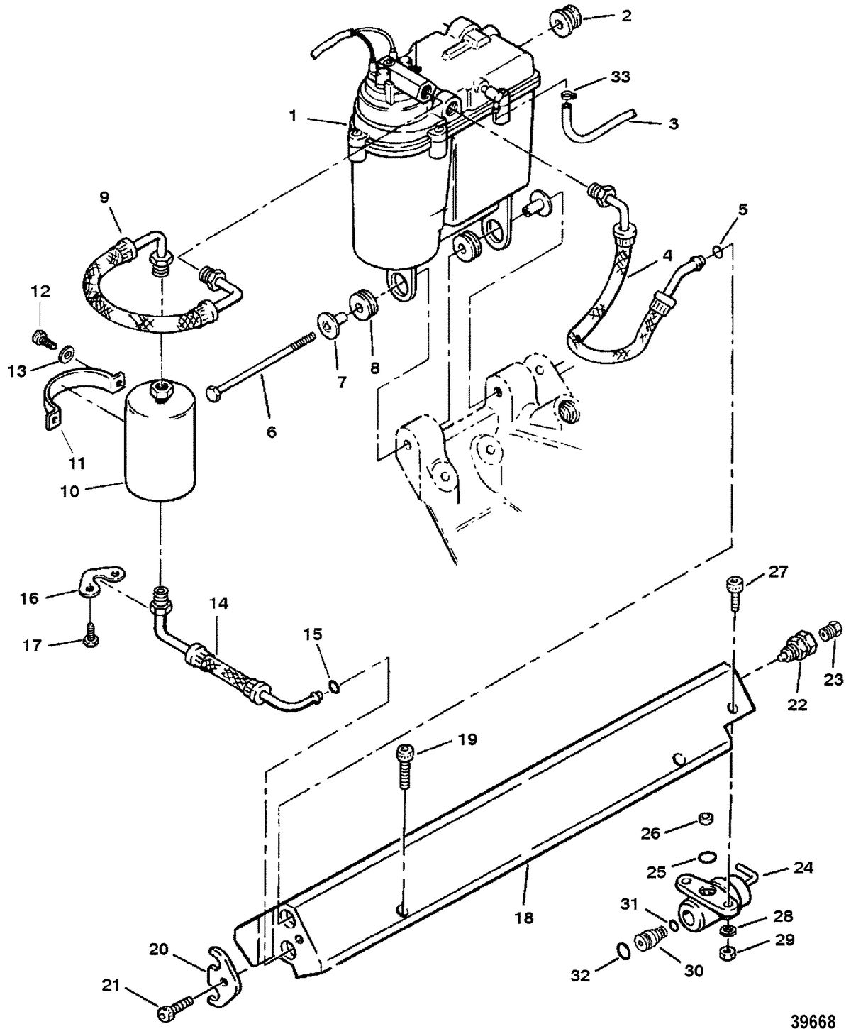MERCRUISER 454/502 EFI MAG BRAVO (GEN V) VAPOR SEPARATOR TANK AND FUEL RAIL, SN & Below (See Note)