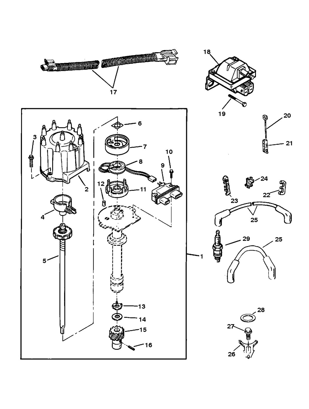 MERCRUISER 350 MAGNUM EFI/MP TOURN SKI DISTRIBUTOR AND IGNITION COMPONENTS
