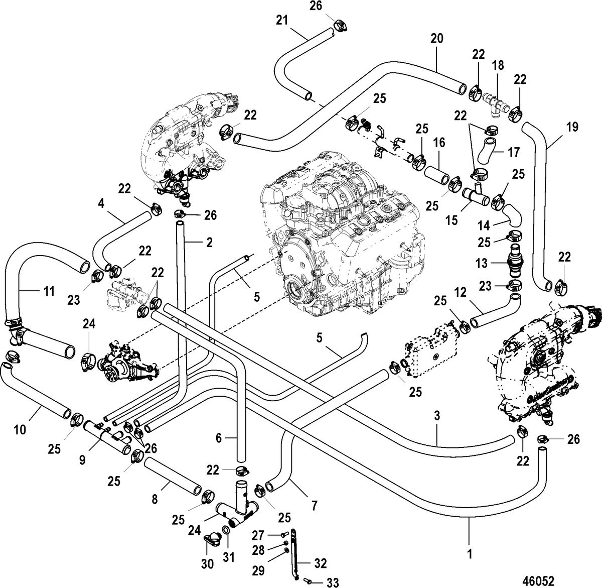 MERCRUISER 4.3L MPI ALPHA/BRAVO EC Standard Cooling, Alpha Single Point (With Drain Plug)