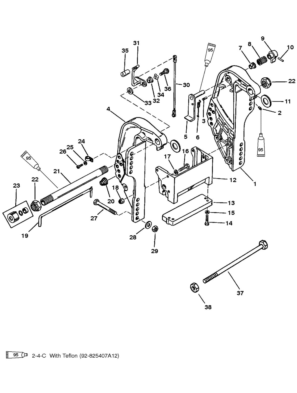 MERCURY/MARINER 50/55/60 JET 45 TRANSOM BRACKET (50/60)
