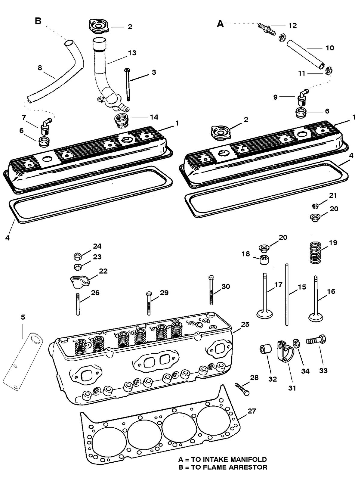 MERCRUISER 350 MAGNUM BRAVO (EFI-MP GEN+) CYLINDER HEAD AND ROCKER COVER