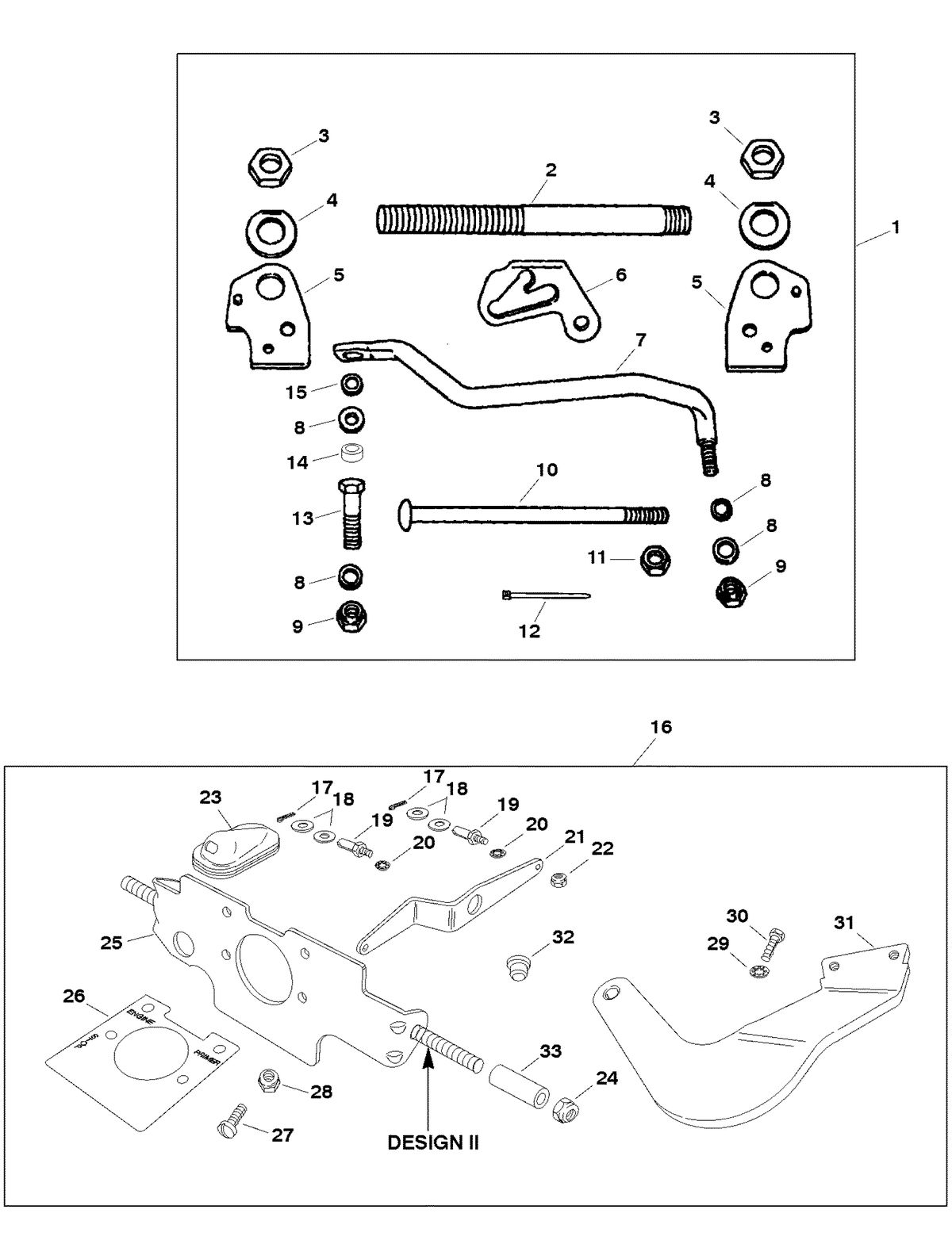 FORCE FORCE 25 H.P. (1998) REMOTE CONTROL LINKAGE (830771A7) (DESIGN II)