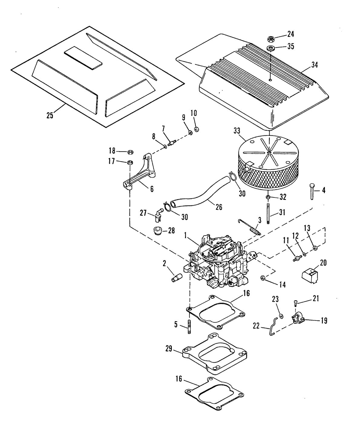 MERCRUISER 502 MAGNUM BRAVO ENGINE CARBURETOR AND LINKAGE