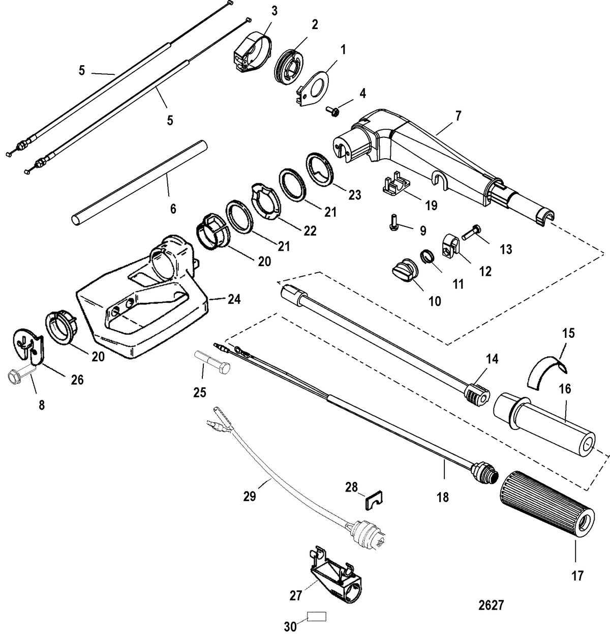 MERCURY/MARINER 15 (4-STROKE) Tiller Handle