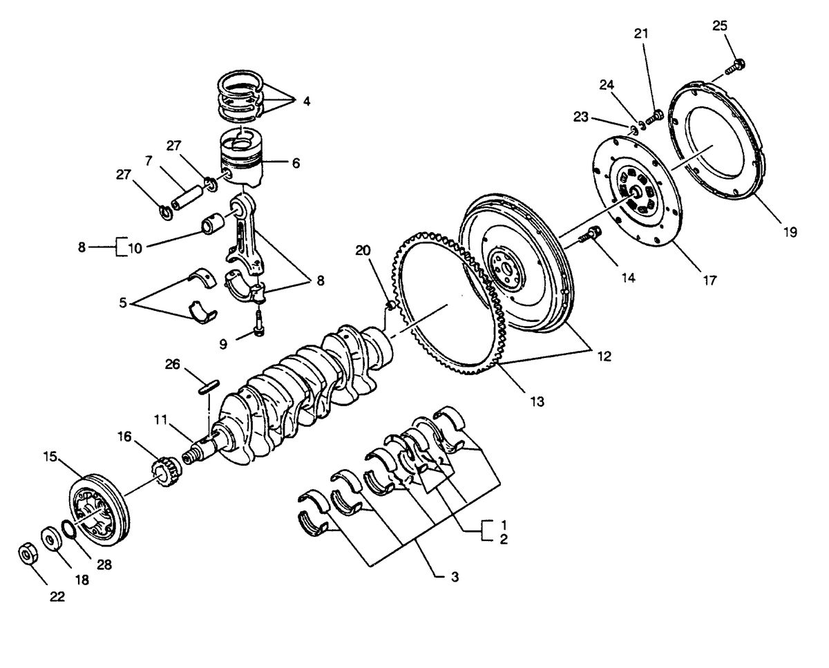 U.S. MARINE US MARINE W04CTA (150 H.P.) DIESEL CRANKSHAFT AND PISTON ASSEMBLY