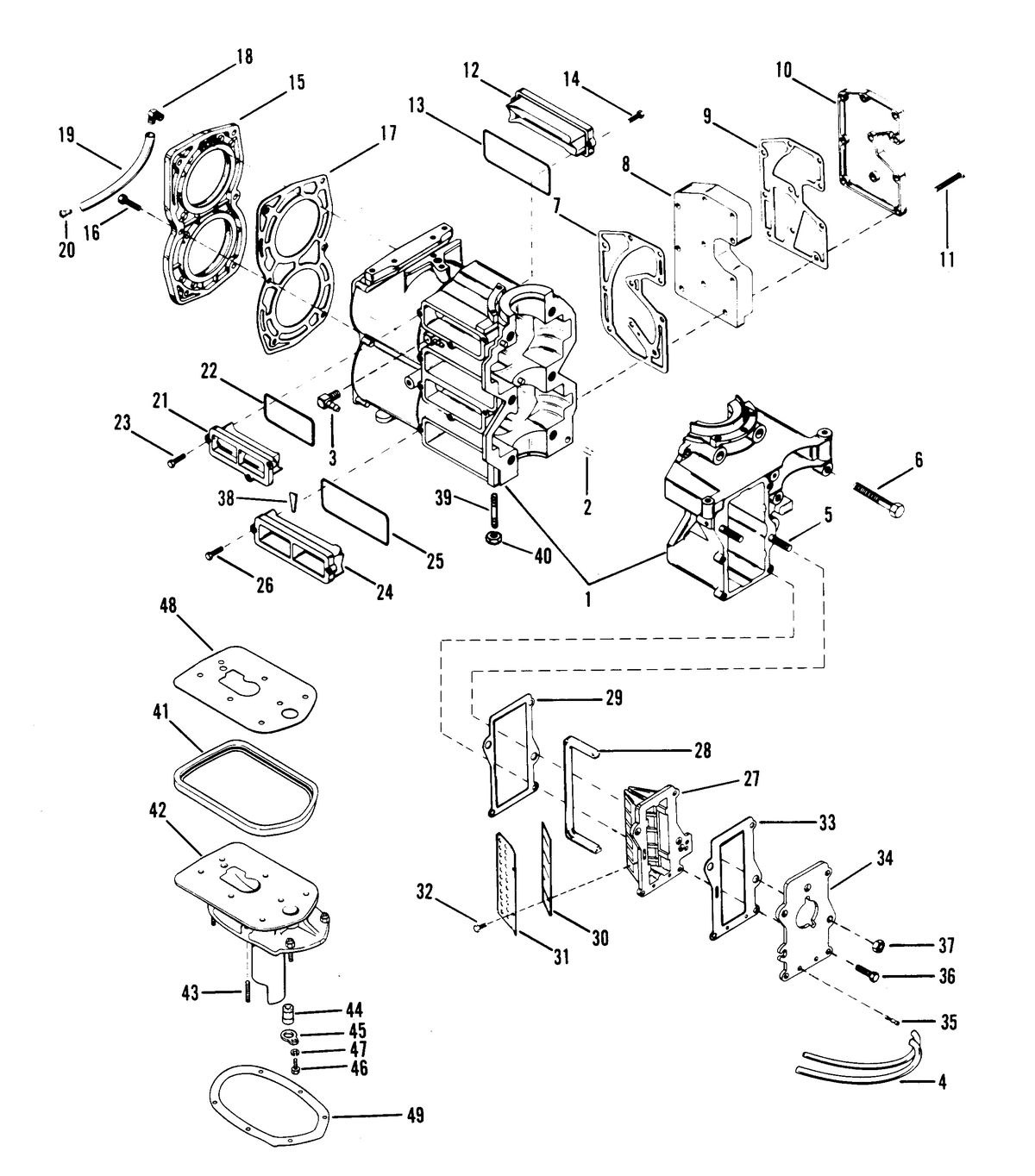 RACE OUTBOARD 25 XS CYLINDER BLOCK AND COVERS