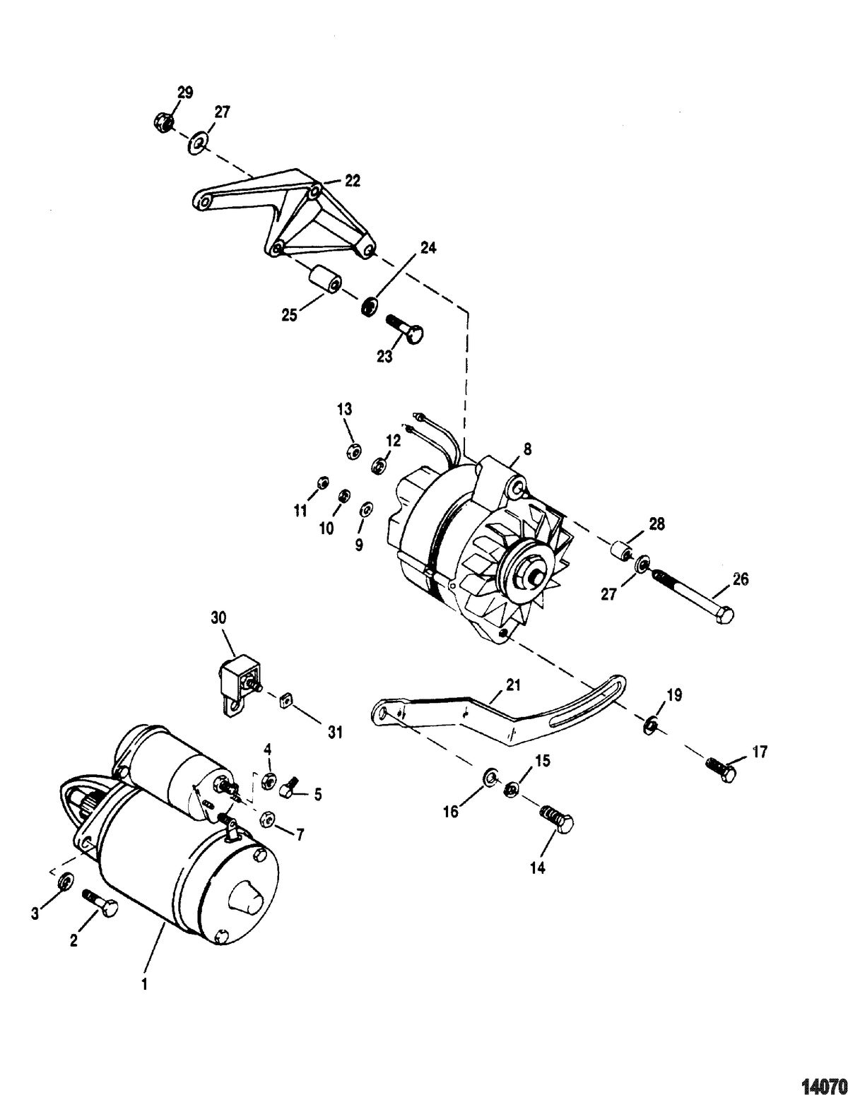 MERCRUISER MIE 7.4 EFI HURTH/BORG WARNER -LH ONLY Starter And Alternator