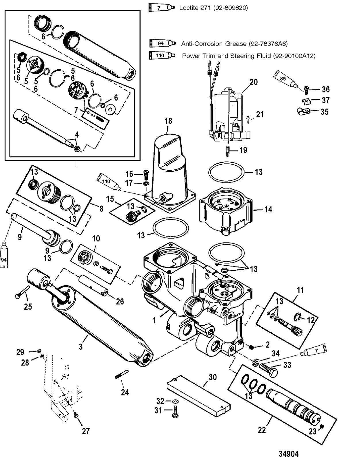 RACE OUTBOARD 225 EFI PROMAX/SUPERMAGNUM Power Trim Components