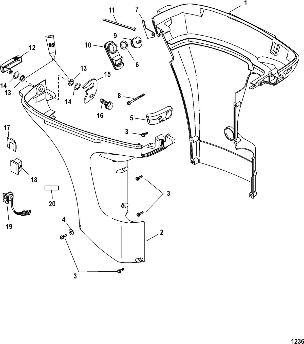 MERCURY/MARINER 25 (4-STROKE) Bottom Cowl