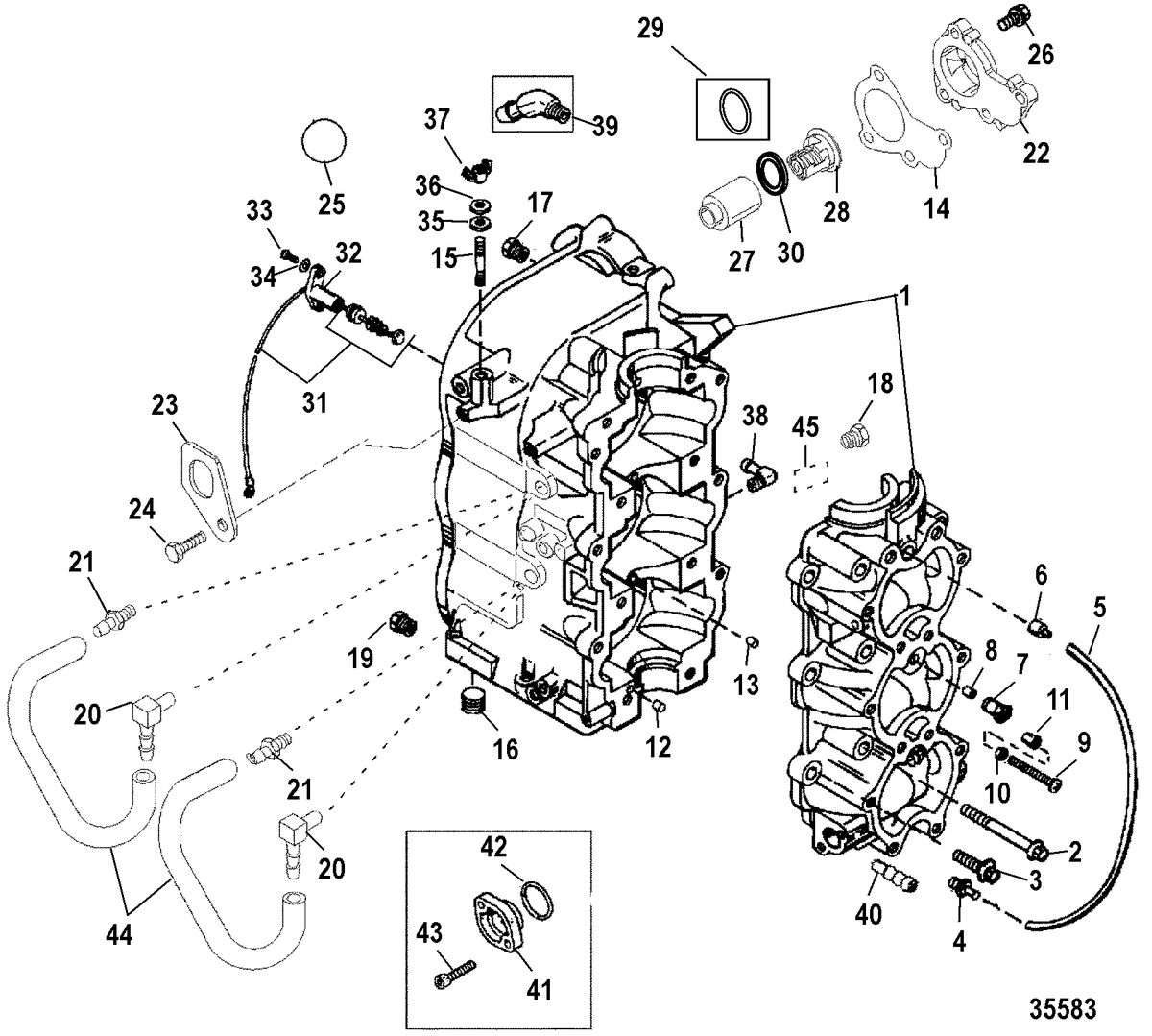 MERCURY/MARINER 55/60/45 JET/60 BIGFOOT (2-STROKE) Cylinder Block