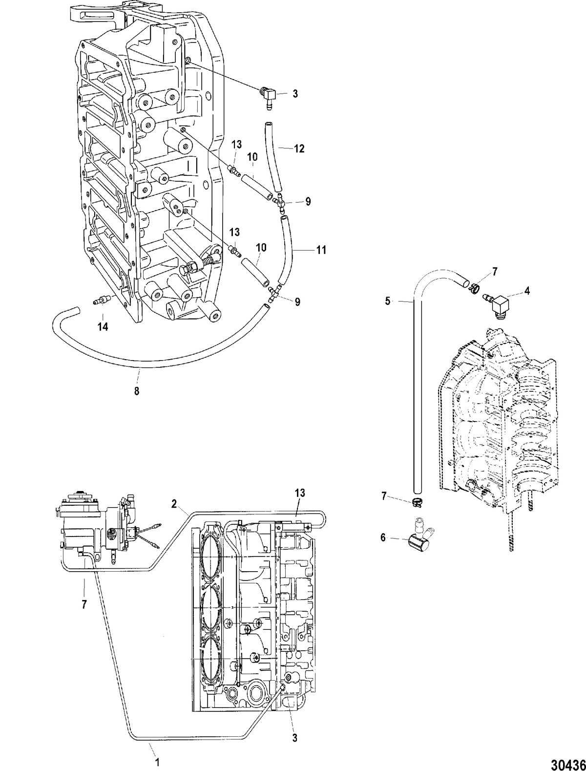 MERCURY/MARINER 135/150/175 DFI (2.5L) OIL LINES