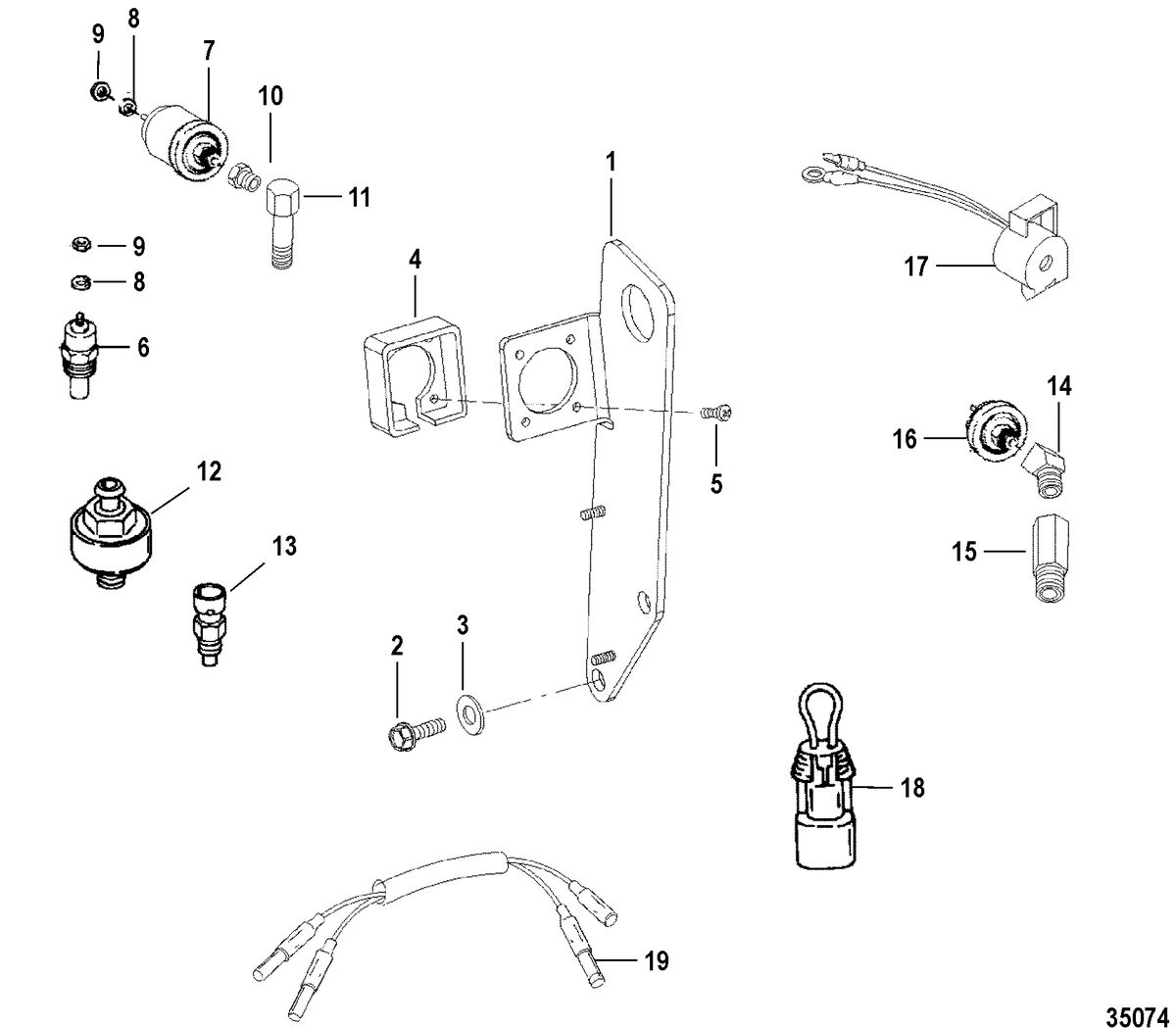 MERCRUISER 7.4L MPI (MIE) (GEN VI-L29) SENDERS AND HARNESS BRACKET