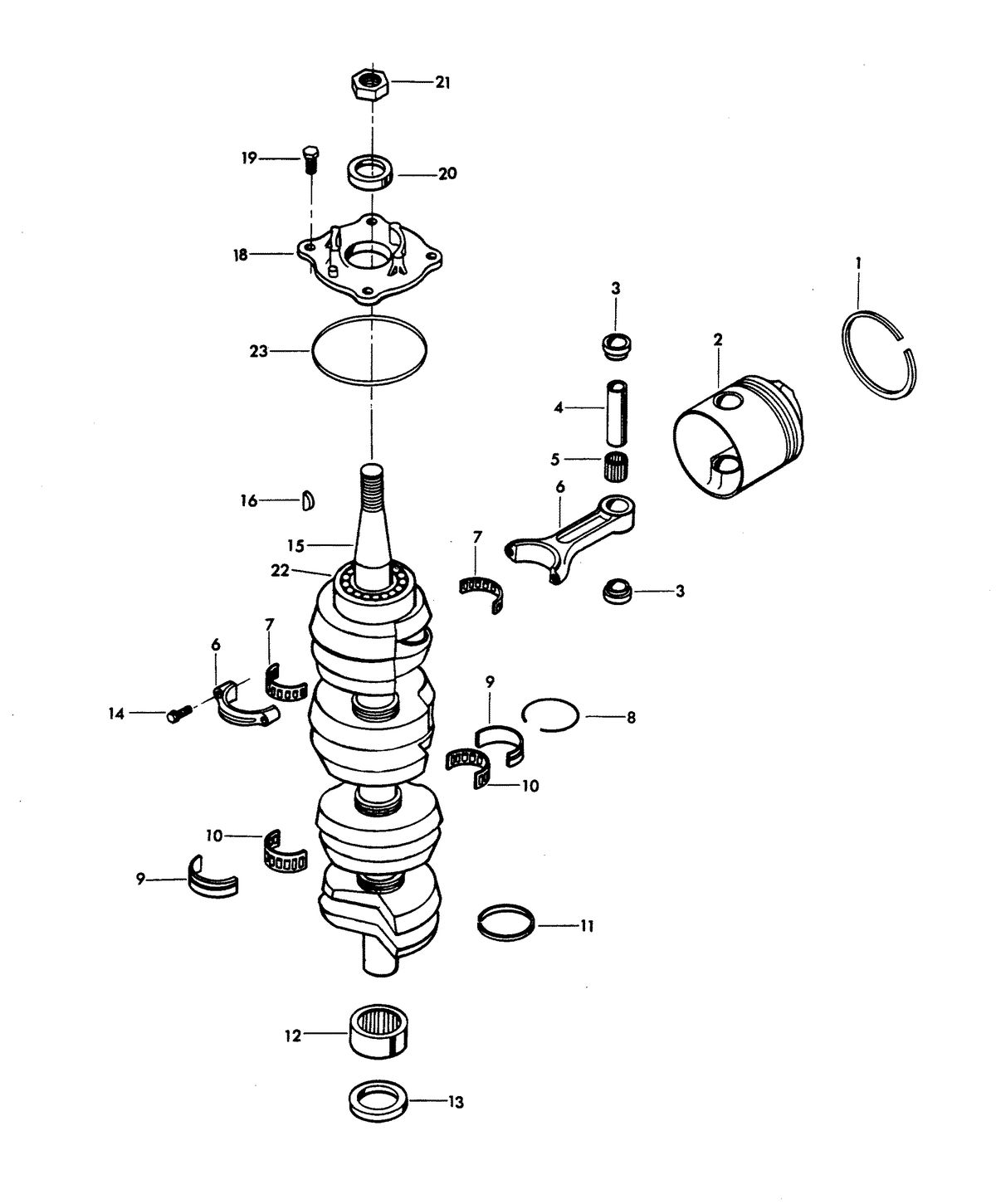 CHRYSLER 115 H.P. CRANKSHAFT AND PISTON GROUP