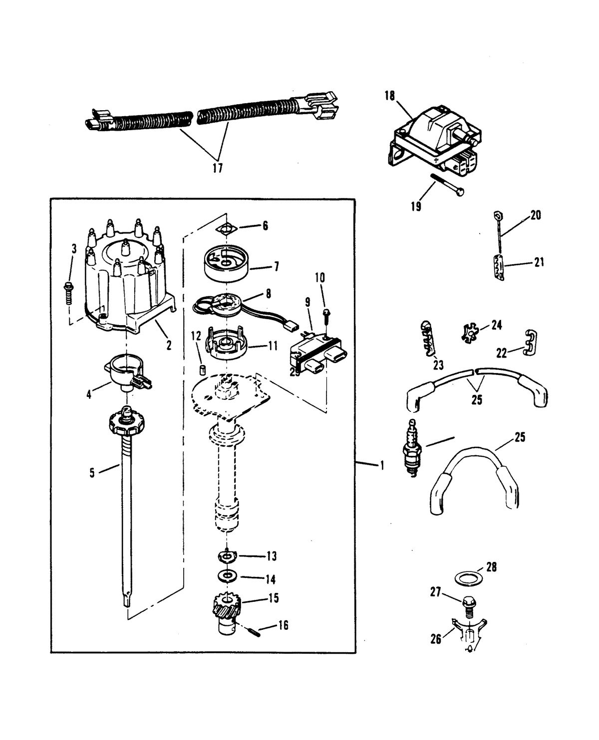 MERCRUISER 350 MAGNUM BRAVO (EFI/MP) DISTRIBUTOR AND IGNITION COMPONENTS